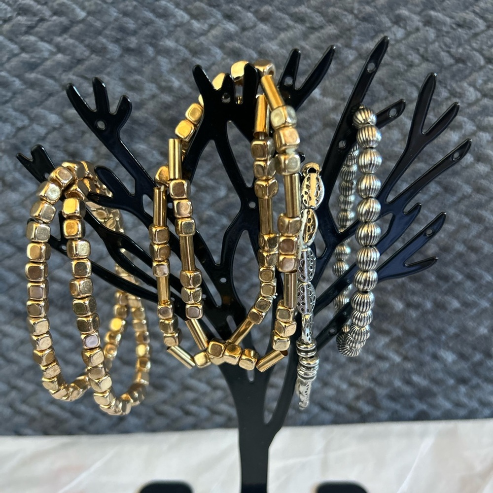 Gold and Silver Beaded Bracelet Set